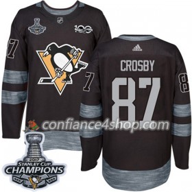 Adidas Maillot de Hockey Pittsburgh Penguins Sidney Crosby 87 1917-2017 100th Anniversary Noir 2017 Stanley Cup Champions Authentic - Homme